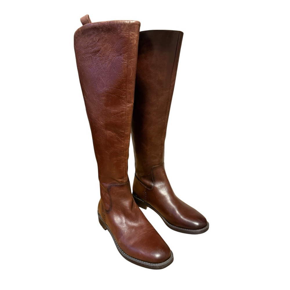 Franco Sarto Women's Meyer Knee High Brown Leather Riding Boot Size‎ 6 NWOB Read